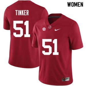 NCAA Women's Alabama Crimson Tide #51 Carson Tinker Stitched College Nike Authentic Crimson Football Jersey DS17B35GM